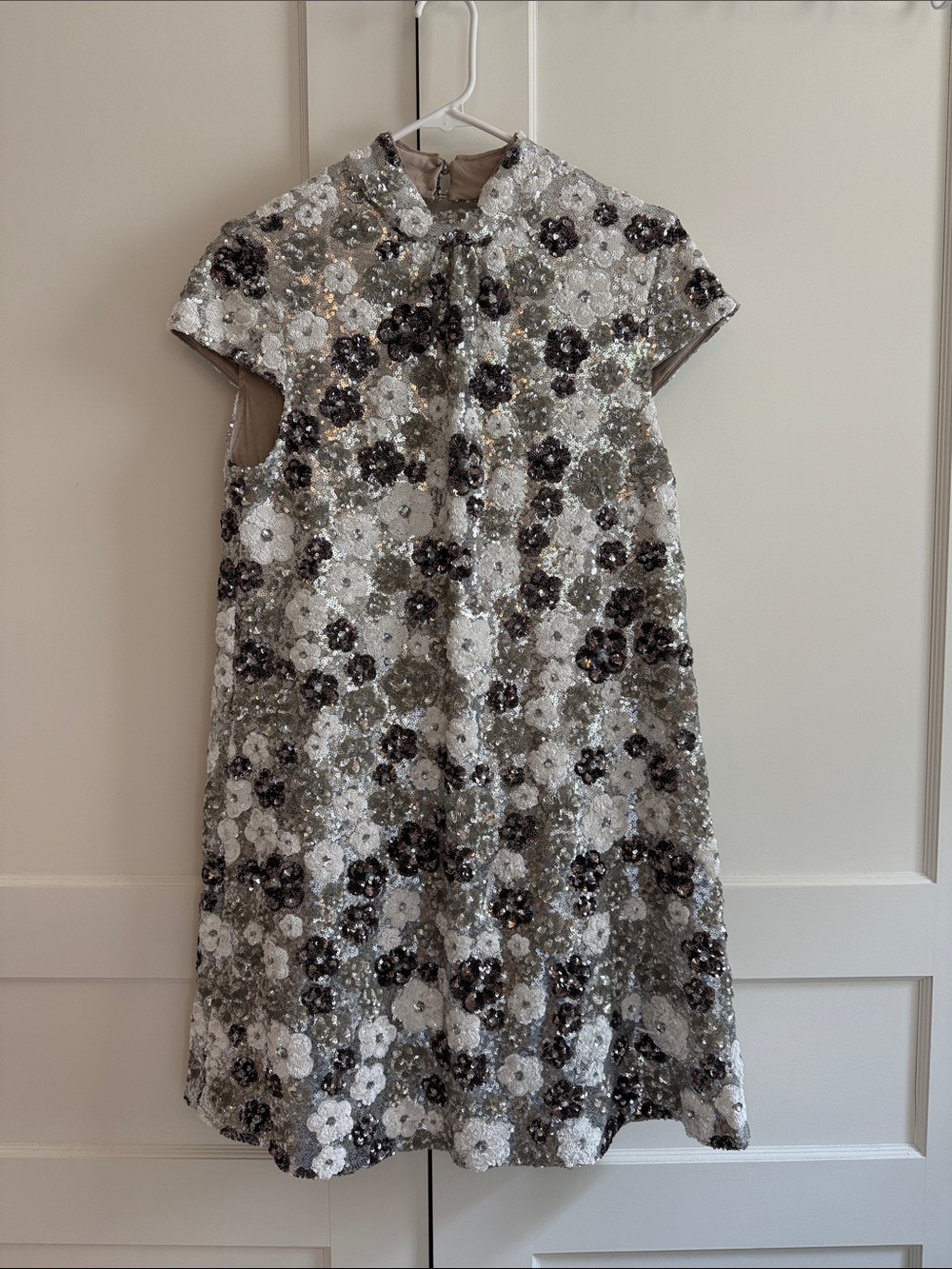 Anthropologie Short Floral Sequined Shift Dress XS - NWT